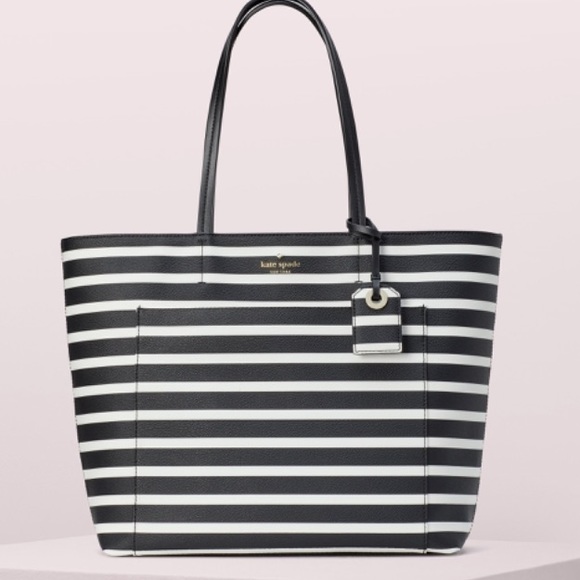 Kate spade hyde lane stripe riley black white tote - Picture 7 of 8